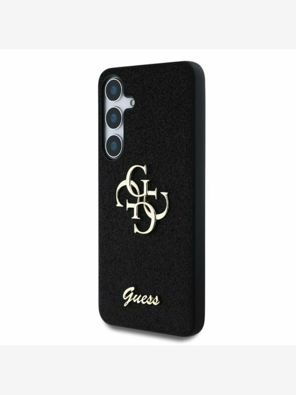Guess Guess PU fisso Glitter 4G Metal Logo Back Cover per Samsung Galaxy S25+ Nero