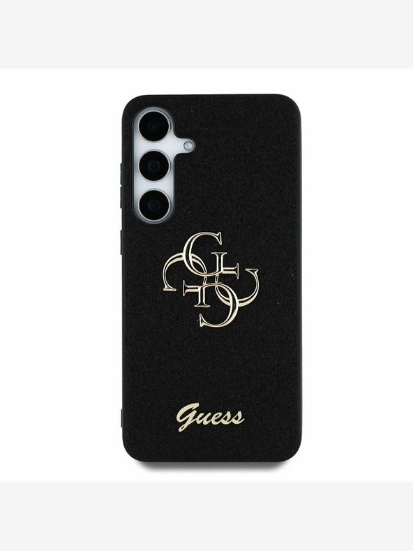 Guess Guess PU fisso Glitter 4G Metal Logo Back Cover per Samsung Galaxy S25+ Nero