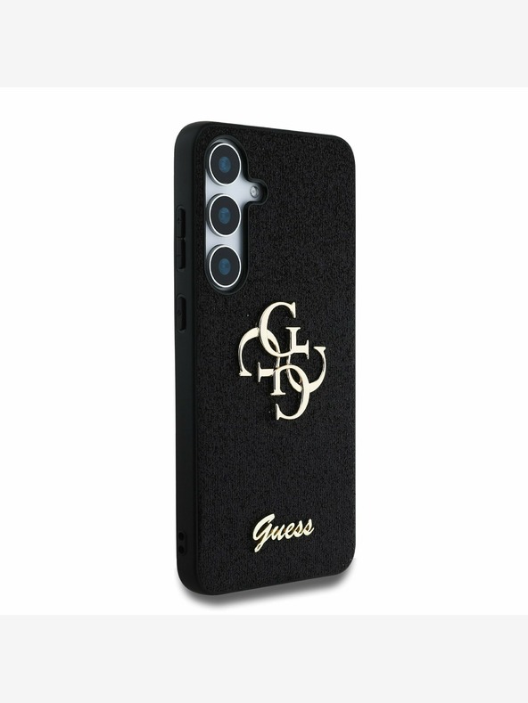 Guess Guess PU fisso Glitter 4G Metal Logo Back Cover per Samsung Galaxy S25+ Nero
