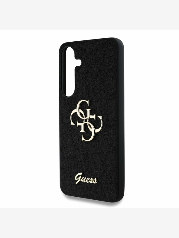 Guess Guess PU fisso Glitter 4G Metal Logo Back Cover per Samsung Galaxy S25+ Nero