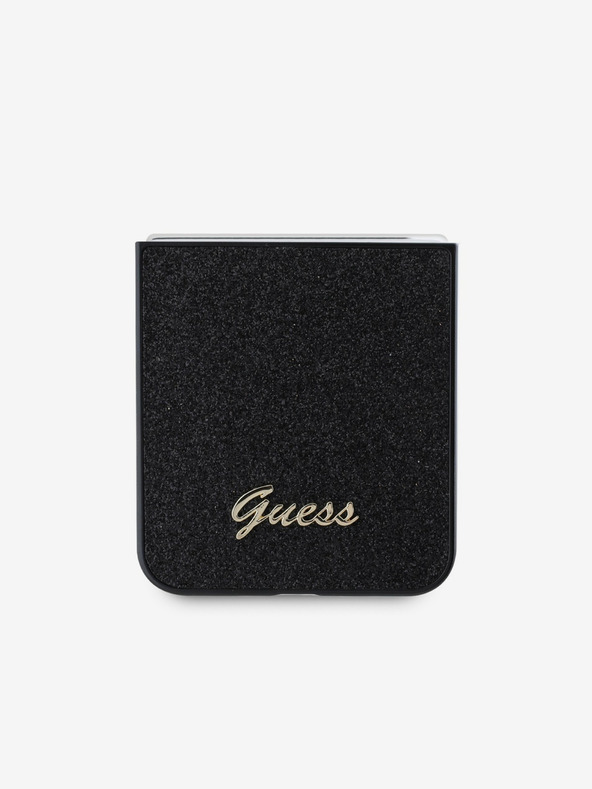 Guess Guess PC/TPU Glitter Flakes Metal Logo Back Cover per Samsung Galaxy Z Flip 6 Nero