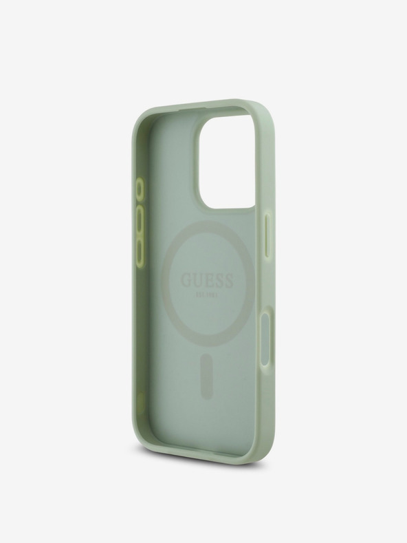 Guess Guess PU Grained Classic Logo MagSafe Back Cover per iPhone 16 Pro Verde