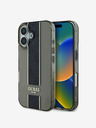 Guess Guess IML Middle 4G Cover posteriore a righe per iPhone 16 nero