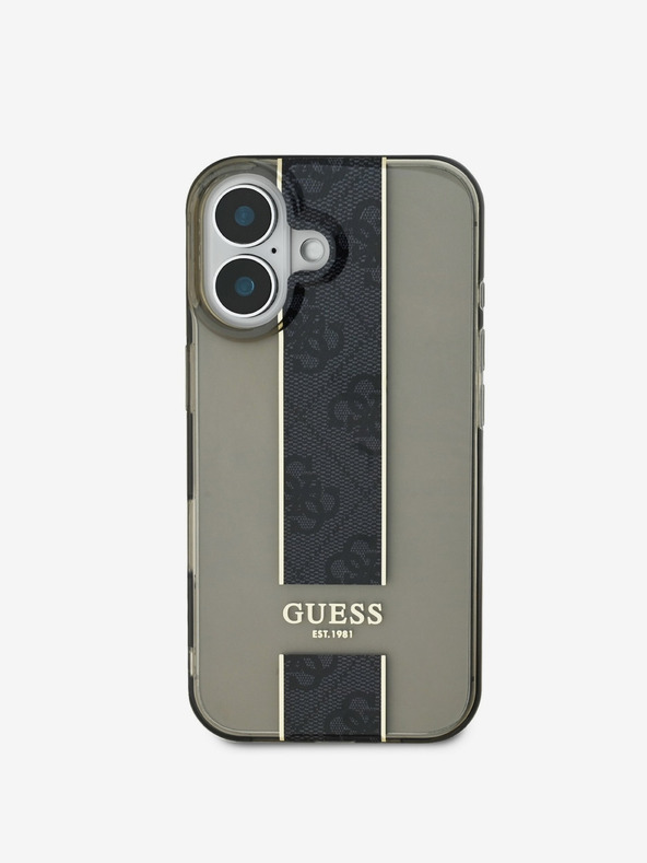 Guess Guess IML Middle 4G Cover posteriore a righe per iPhone 16 nero