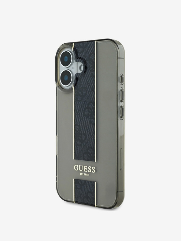 Guess Guess IML Middle 4G Cover posteriore a righe per iPhone 16 nero