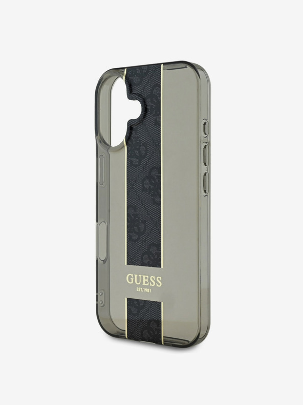 Guess Guess IML Middle 4G Cover posteriore a righe per iPhone 16 nero