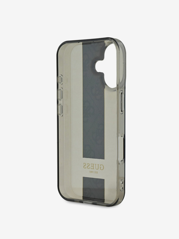 Guess Guess IML Middle 4G Cover posteriore a righe per iPhone 16 nero