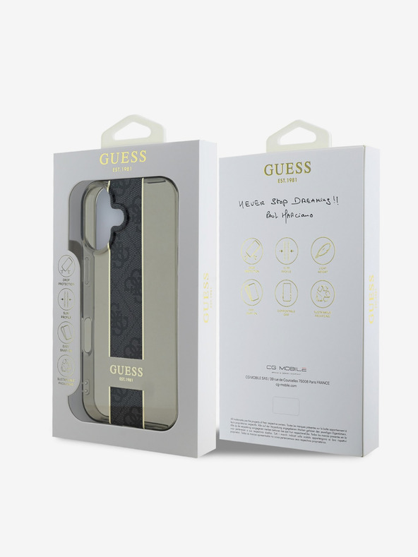 Guess Guess IML Middle 4G Cover posteriore a righe per iPhone 16 nero