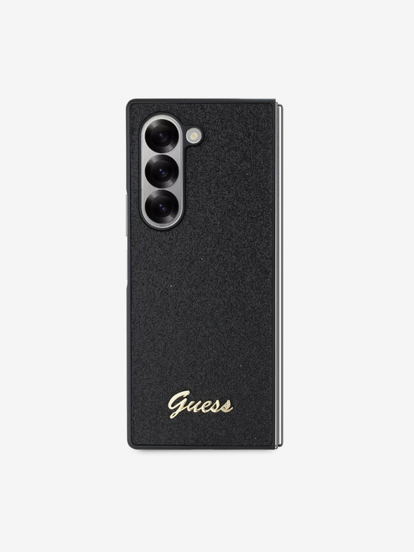 Guess Guess PC/TPU Glitter Flakes Metal Logo Cover per Samsung Galaxy Z Fold 6 Nero
