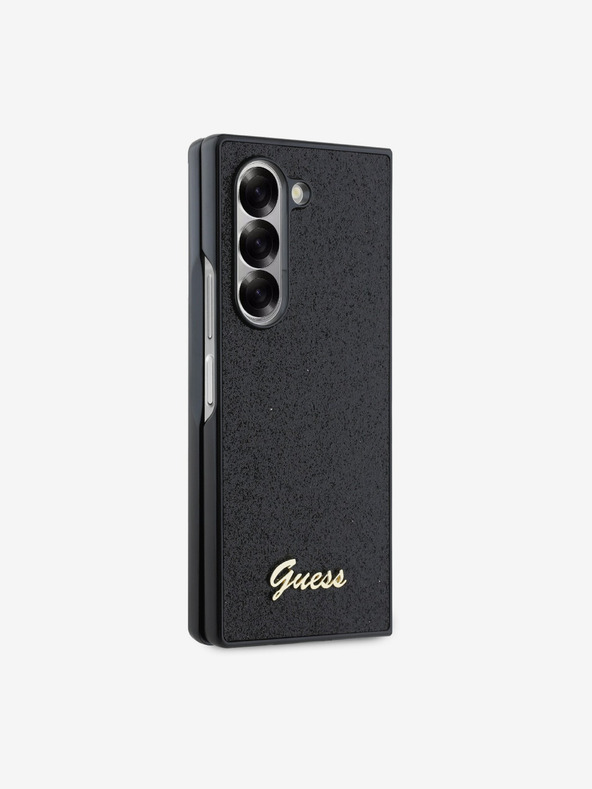 Guess Guess PC/TPU Glitter Flakes Metal Logo Cover per Samsung Galaxy Z Fold 6 Nero