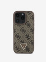 Guess Guess PU 4G Strass Triangle Metal Logo Cover posteriore per iPhone 16 Pro Brown