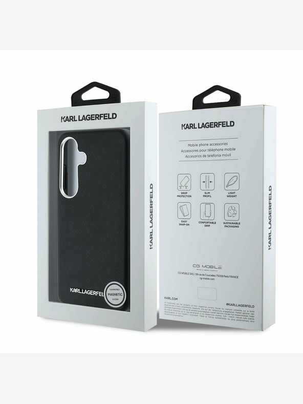 Karl Lagerfeld Karl Lagerfeld PU Saffiano Logo e cornice in metallo per Samsung Galaxy S25+ Nero