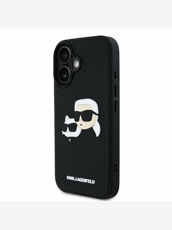 Karl Lagerfeld Karl Lagerfeld 3D Rubber Double Heads Back Cover per iPhone 16 Nero