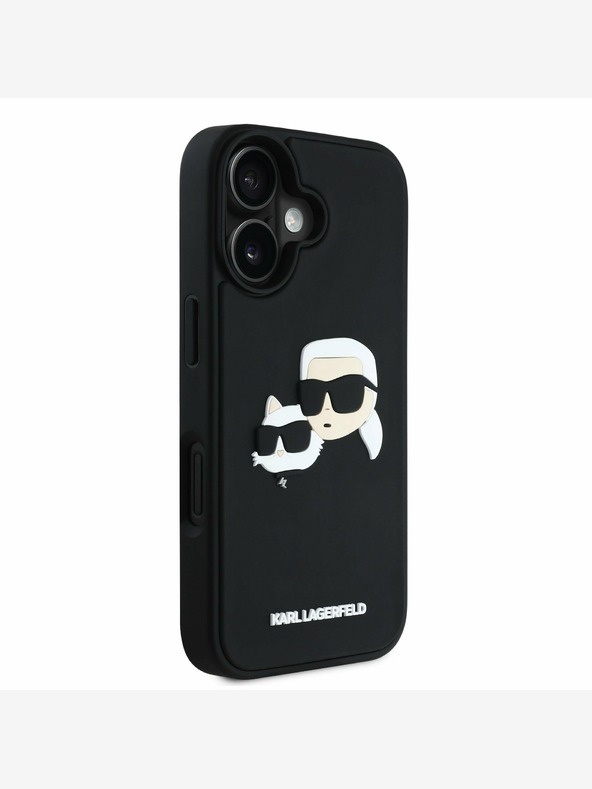 Karl Lagerfeld Karl Lagerfeld 3D Rubber Double Heads Back Cover per iPhone 16 Nero
