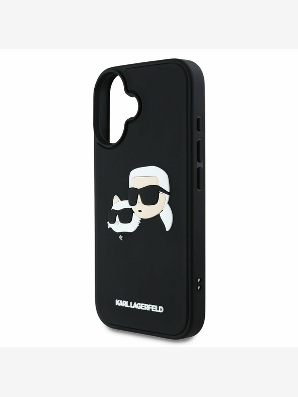 Karl Lagerfeld Karl Lagerfeld 3D Rubber Double Heads Back Cover per iPhone 16 Nero