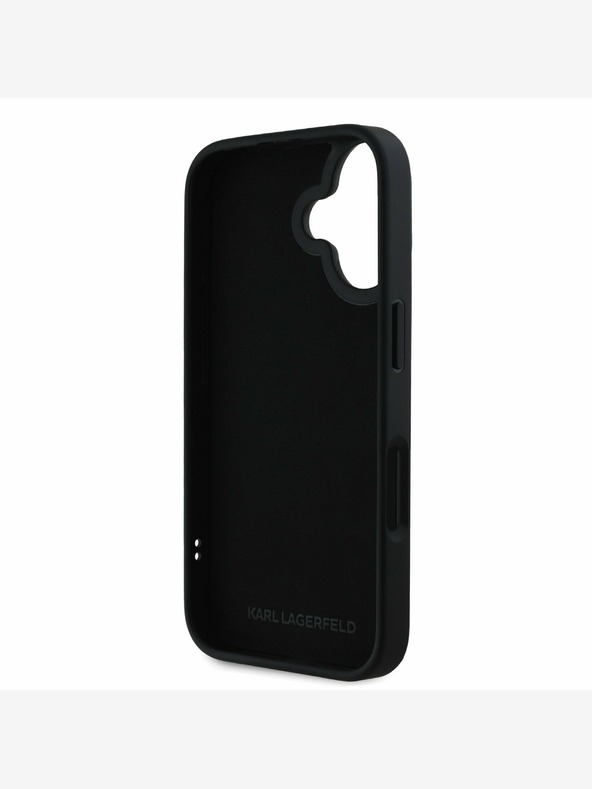 Karl Lagerfeld Karl Lagerfeld 3D Rubber Double Heads Back Cover per iPhone 16 Nero