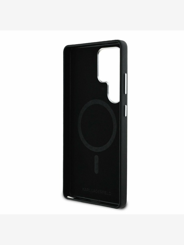Karl Lagerfeld Karl Lagerfeld PU Saffiano Logo e cornice in metallo per Samsung Galaxy S25 Ultra Nero