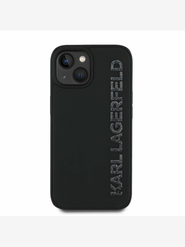 Karl Lagerfeld Karl Lagerfeld 3D Rubber Glitter Logo Back Cover per iPhone 13 Nero