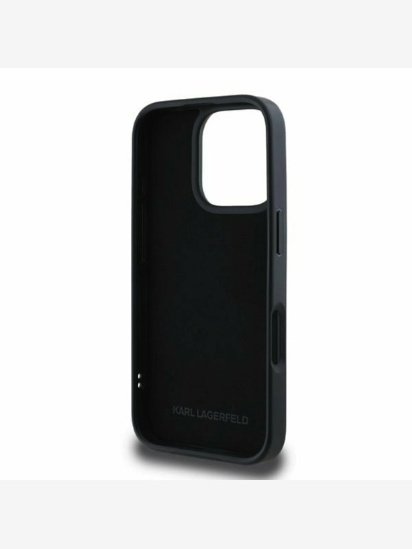 Karl Lagerfeld Karl Lagerfeld 3D Rubber Double Heads Back Cover per iPhone 16 Pro Max Nero