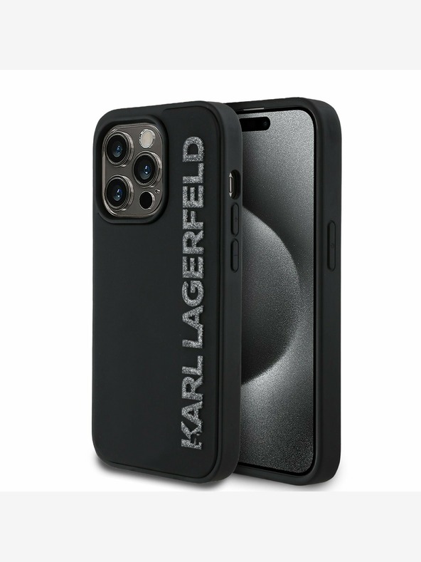 Karl Lagerfeld Karl Lagerfeld 3D Rubber Glitter Logo Back Cover per iPhone 13 Pro Nero