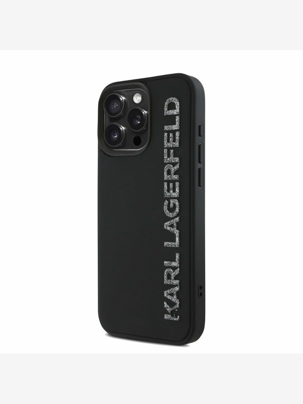 Karl Lagerfeld Karl Lagerfeld 3D Rubber Glitter Logo Back Cover per iPhone 15 Pro Max Nero