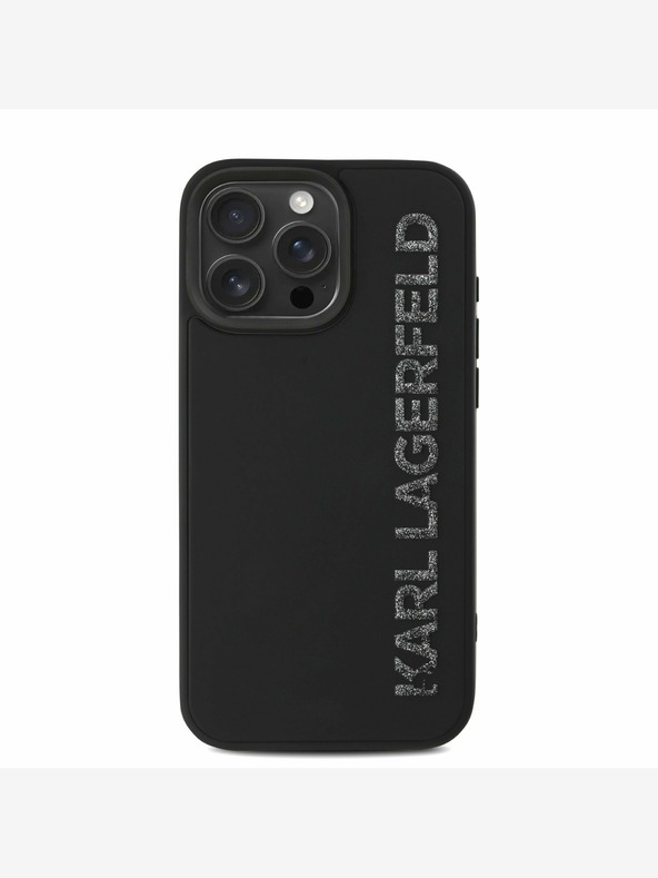 Karl Lagerfeld Karl Lagerfeld 3D Rubber Glitter Logo Back Cover per iPhone 15 Pro Max Nero