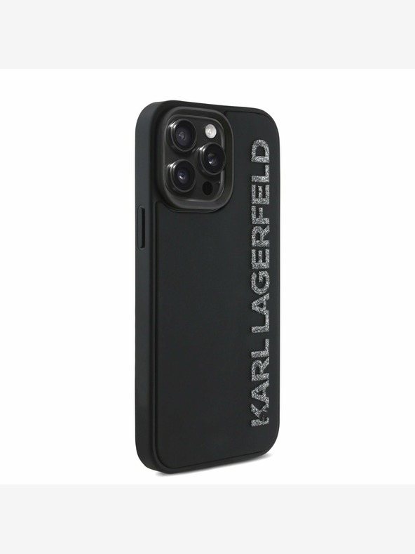 Karl Lagerfeld Karl Lagerfeld 3D Rubber Glitter Logo Back Cover per iPhone 15 Pro Max Nero