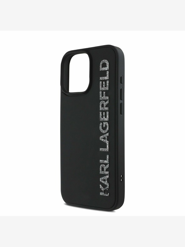 Karl Lagerfeld Karl Lagerfeld 3D Rubber Glitter Logo Back Cover per iPhone 15 Pro Max Nero