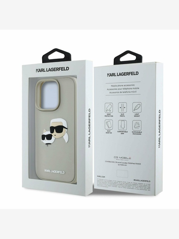 Karl Lagerfeld Karl Lagerfeld 3D Rubber Double Heads Back Cover per iPhone 16 Pro Beige