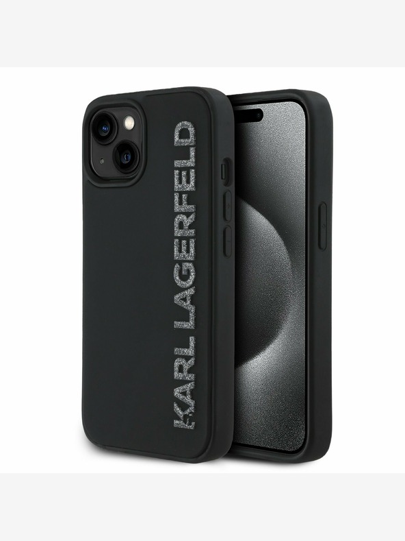 Karl Lagerfeld Karl Lagerfeld 3D Rubber Glitter Logo Back Cover per iPhone 14 Nero