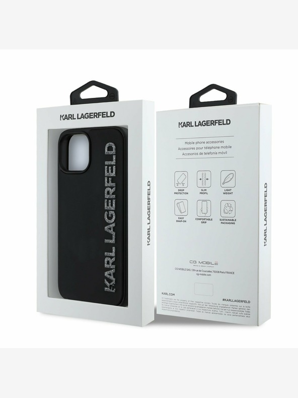 Karl Lagerfeld Karl Lagerfeld 3D Rubber Glitter Logo Back Cover per iPhone 14 Nero