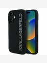 Karl Lagerfeld Karl Lagerfeld 3D Rubber Glitter Logo Back Cover per iPhone 16 Nero