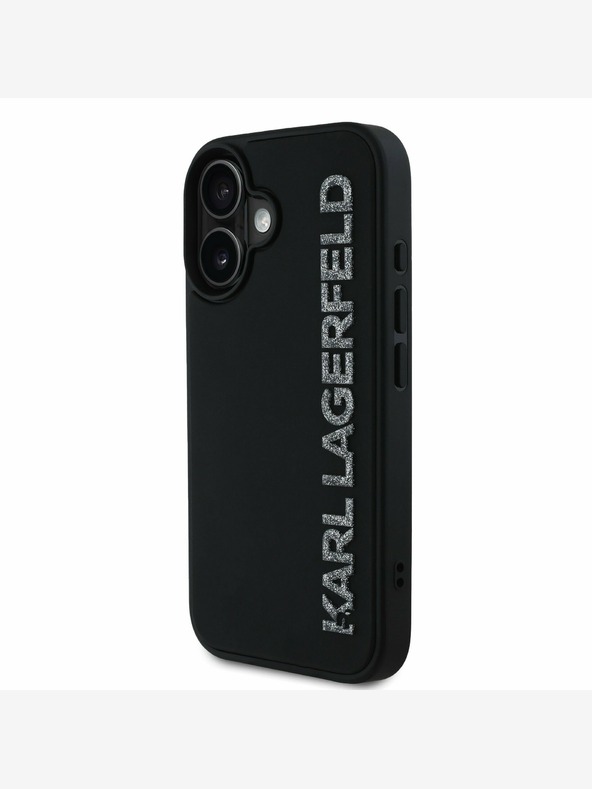 Karl Lagerfeld Karl Lagerfeld 3D Rubber Glitter Logo Back Cover per iPhone 16 Nero