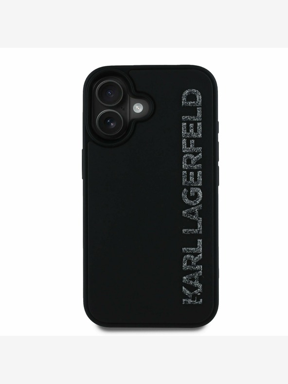 Karl Lagerfeld Karl Lagerfeld 3D Rubber Glitter Logo Back Cover per iPhone 16 Nero