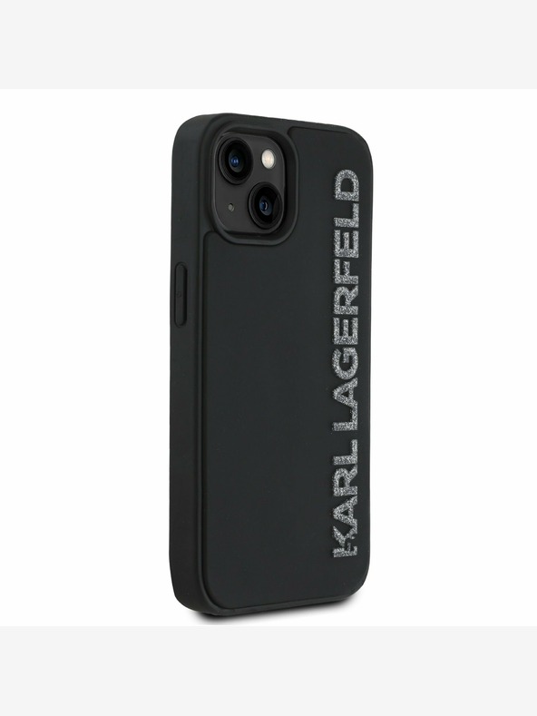 Karl Lagerfeld Karl Lagerfeld 3D Rubber Glitter Logo Back Cover per iPhone 15 Nero