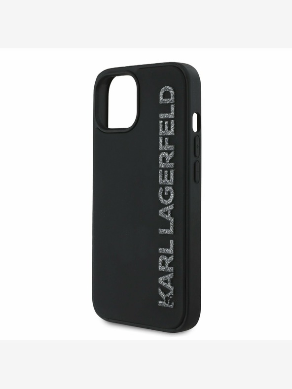 Karl Lagerfeld Karl Lagerfeld 3D Rubber Glitter Logo Back Cover per iPhone 15 Nero