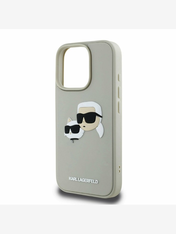 Karl Lagerfeld Karl Lagerfeld 3D Rubber Double Heads Back Cover per iPhone 16 Pro Max Beige