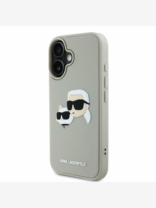 Karl Lagerfeld Karl Lagerfeld 3D Rubber Double Heads Back Cover per iPhone 16 Beige