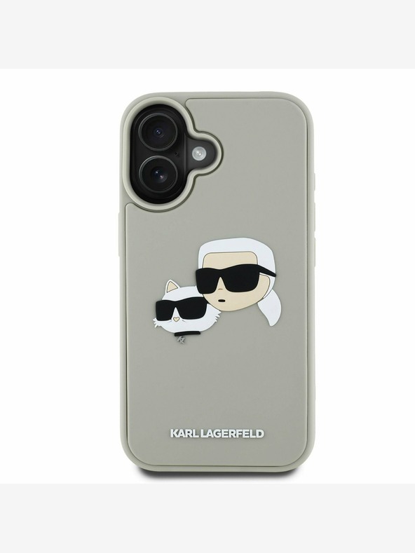 Karl Lagerfeld Karl Lagerfeld 3D Rubber Double Heads Back Cover per iPhone 16 Beige