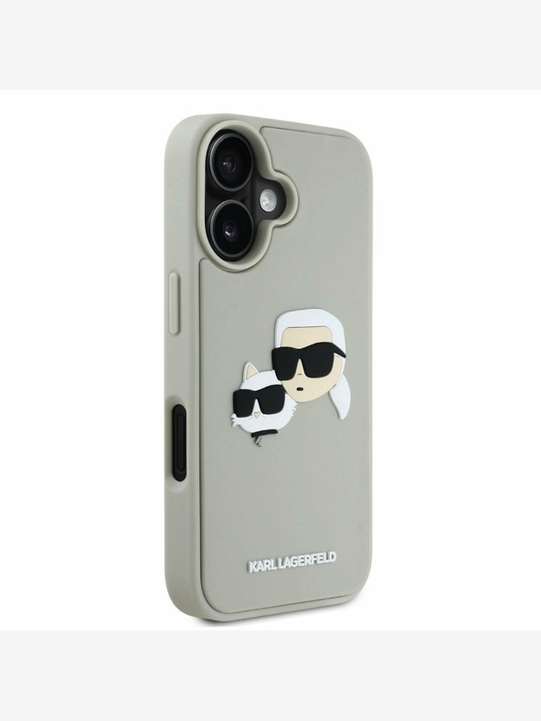 Karl Lagerfeld Karl Lagerfeld 3D Rubber Double Heads Back Cover per iPhone 16 Beige