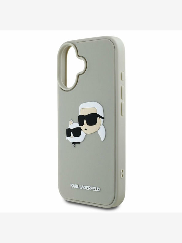 Karl Lagerfeld Karl Lagerfeld 3D Rubber Double Heads Back Cover per iPhone 16 Beige