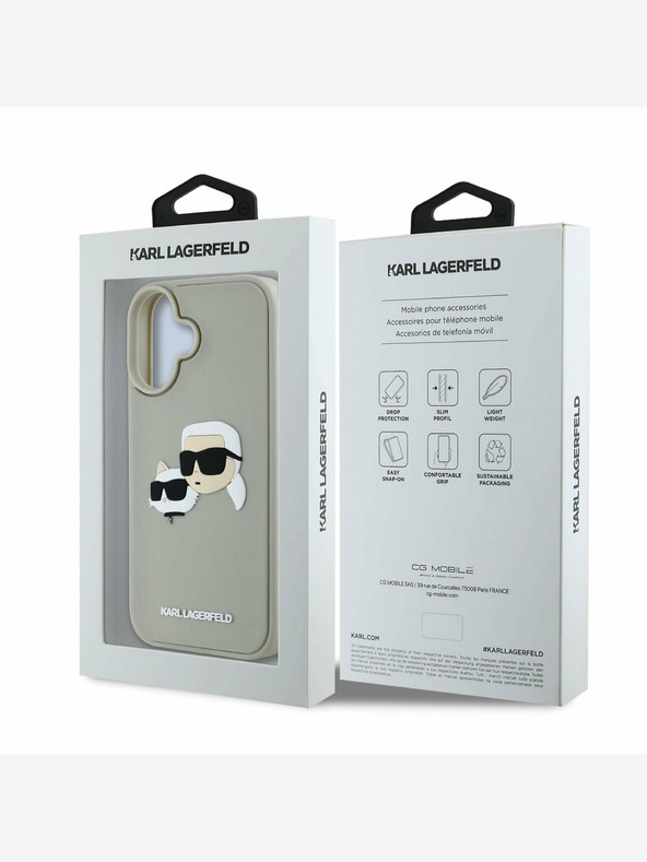 Karl Lagerfeld Karl Lagerfeld 3D Rubber Double Heads Back Cover per iPhone 16 Beige
