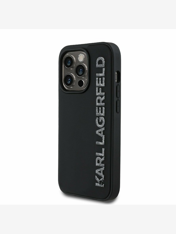 Karl Lagerfeld Karl Lagerfeld 3D Rubber Glitter Logo Back Cover per iPhone 14 Pro Nero