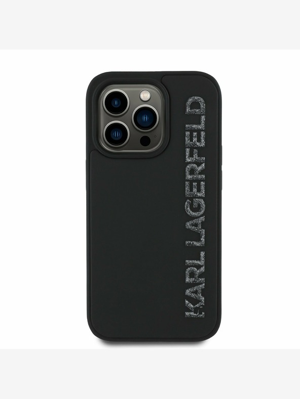 Karl Lagerfeld Karl Lagerfeld 3D Rubber Glitter Logo Back Cover per iPhone 14 Pro Nero