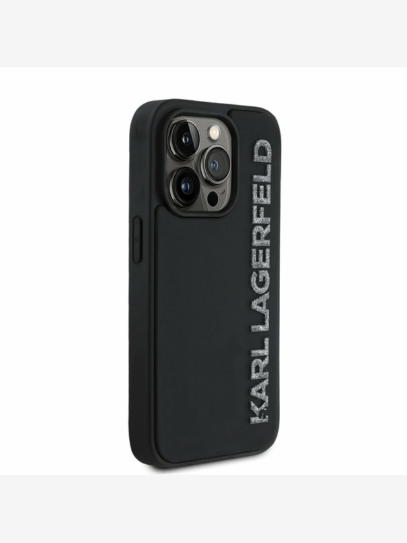 Karl Lagerfeld Karl Lagerfeld 3D Rubber Glitter Logo Back Cover per iPhone 14 Pro Nero
