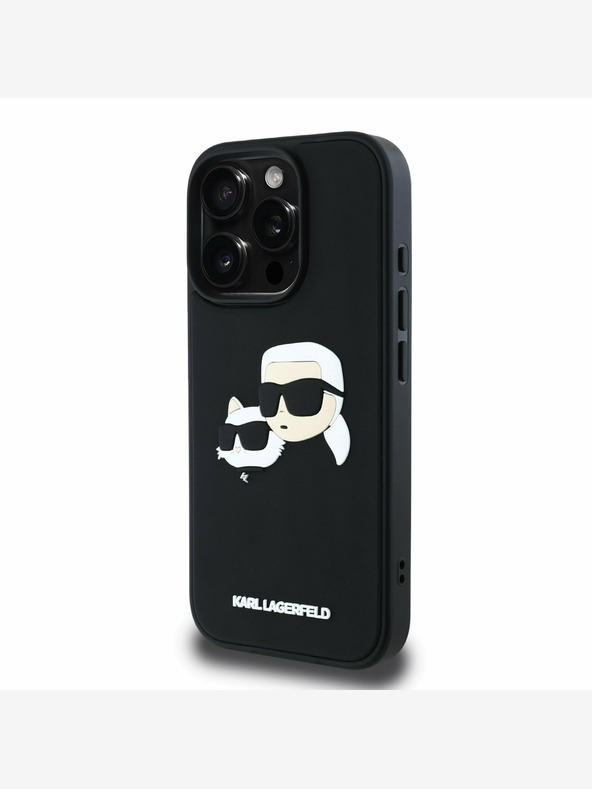 Karl Lagerfeld Karl Lagerfeld 3D Rubber Double Heads Back Cover per iPhone 16 Pro Black