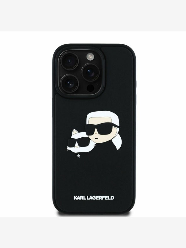 Karl Lagerfeld Karl Lagerfeld 3D Rubber Double Heads Back Cover per iPhone 16 Pro Black