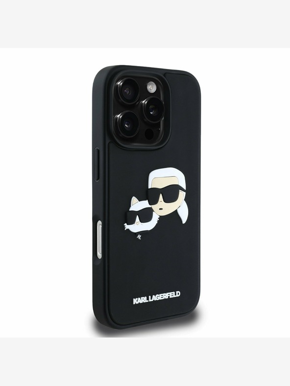 Karl Lagerfeld Karl Lagerfeld 3D Rubber Double Heads Back Cover per iPhone 16 Pro Black