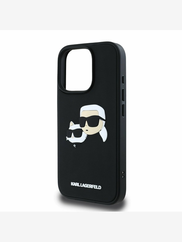Karl Lagerfeld Karl Lagerfeld 3D Rubber Double Heads Back Cover per iPhone 16 Pro Black