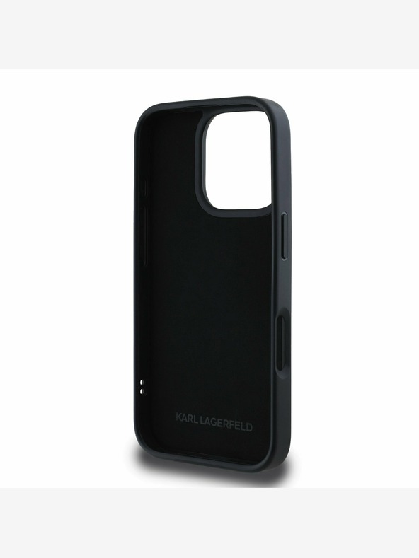 Karl Lagerfeld Karl Lagerfeld 3D Rubber Double Heads Back Cover per iPhone 16 Pro Black